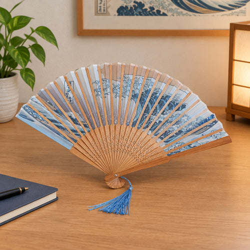 Abanico Artesanal "La Gran Ola" – Estilo Japonés Tradicional