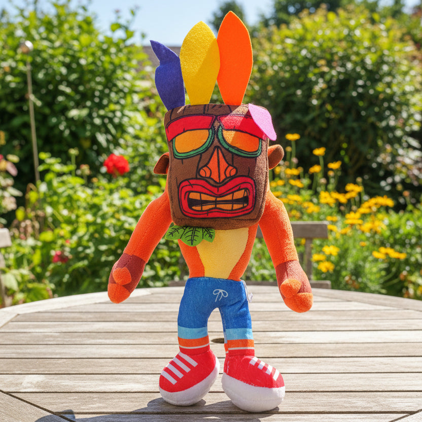 Peluche "Crash Bandicoot" – Estilo Crash Bandicoot & Aku Aku